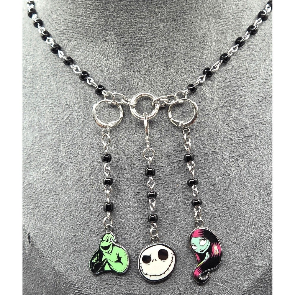 Disney NBC Convertible Necklace Earring Set Goth Rosary Y-shape Hypoallergenic